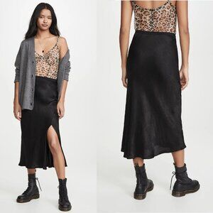 Anine Bing Dolly Midi Skirt in Black Snake Print XS